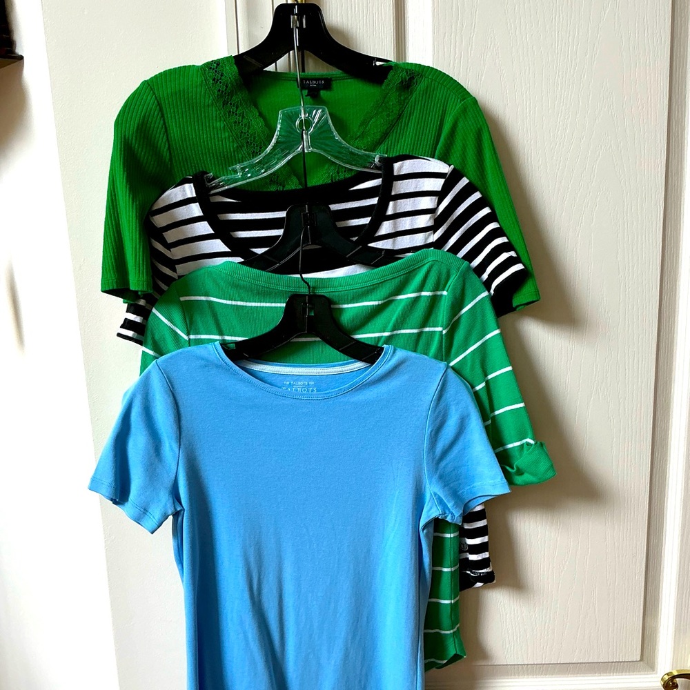 BUNDLE OF 4 TALBOTS BRAND SHORT SLEEVE COTTON SHIRTS TOPS SIZE PS and XS